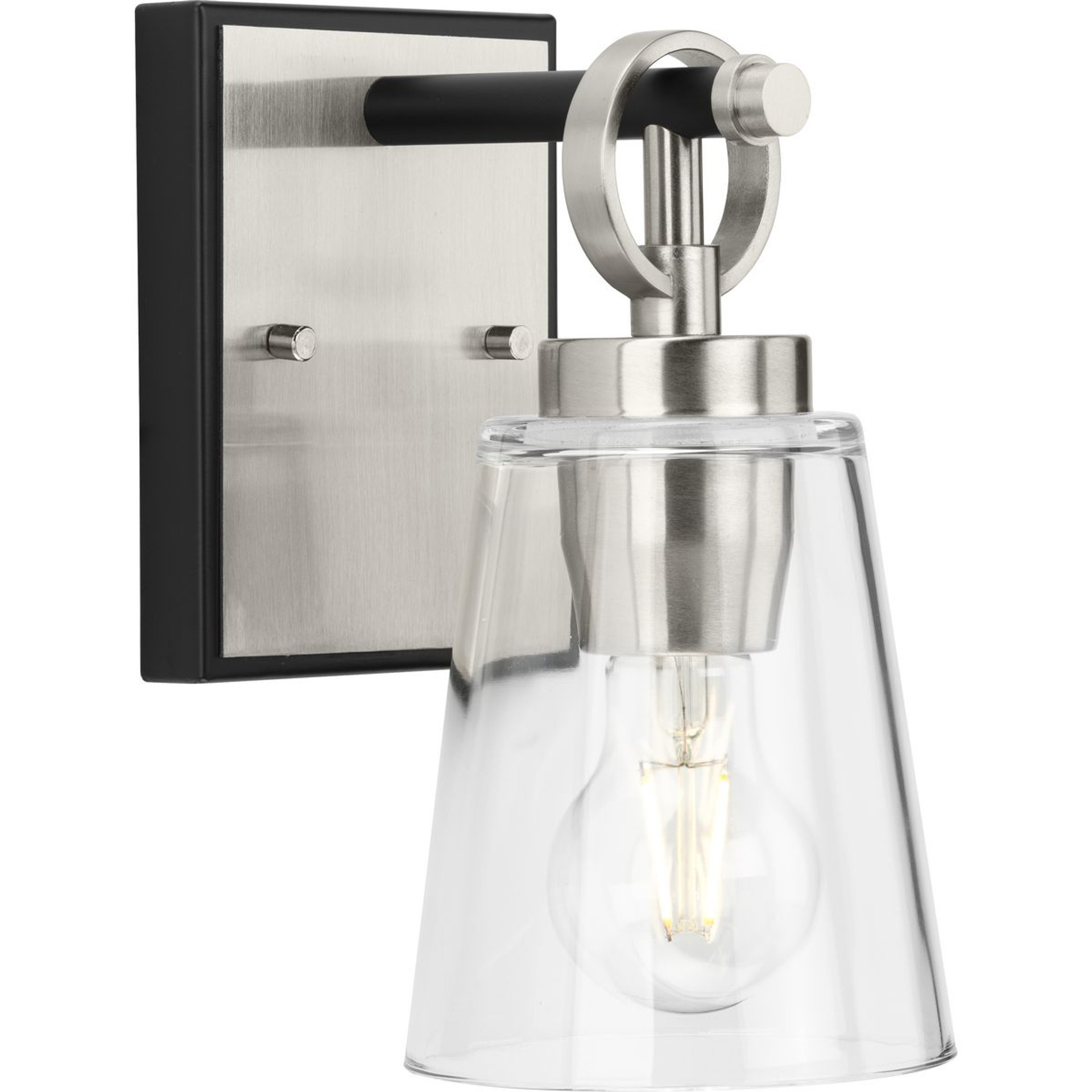Progress Lighting Bath & Vanity Light - Cassell Collection One-Light Brushed Nickel Matte Black Luxe Industrial Bath & Vanity Light - Model P300480-009