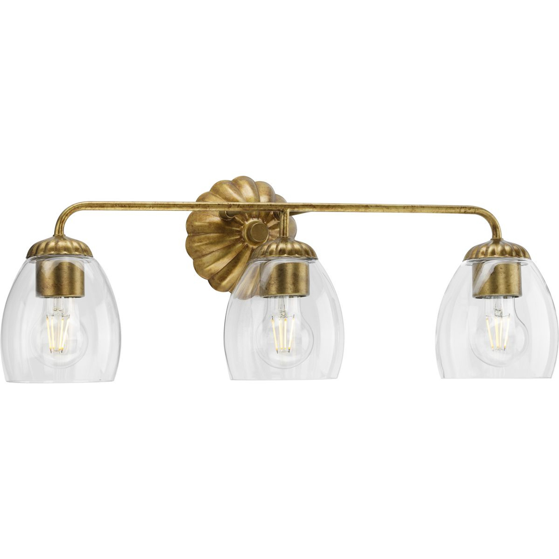 Progress Lighting Bath & Vanity Light - Quillan Collection Three-Light Soft Gold Transitional Bath & Vanity Light - Model P300490-204