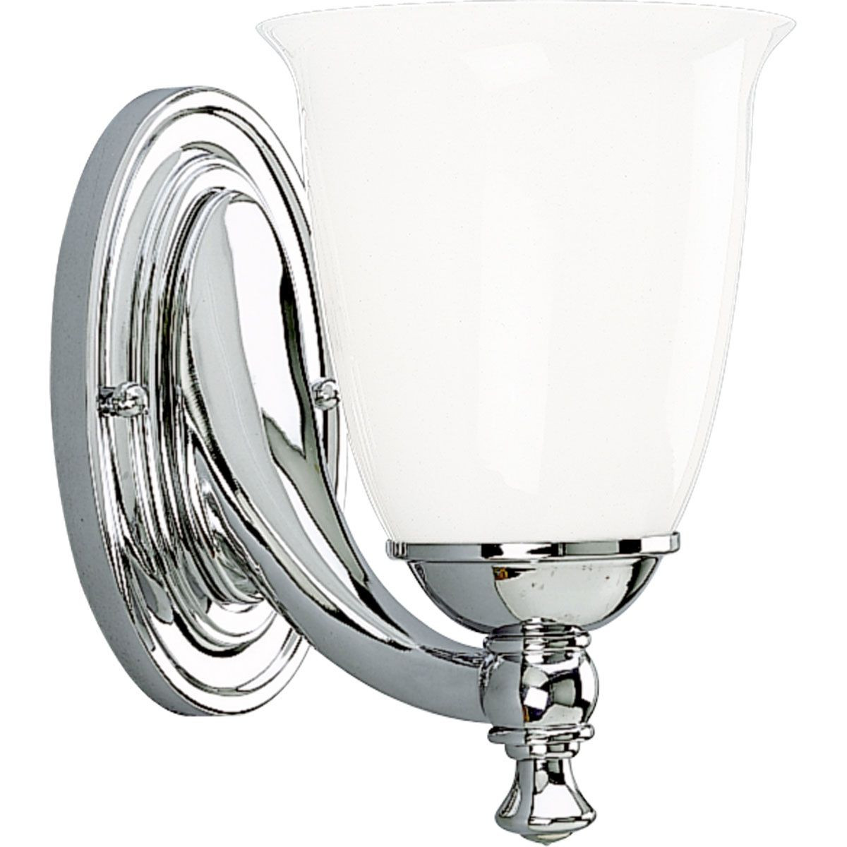 Progress Lighting Bath & Vanity Light - Victorian Collection One-Light Polished Chrome White Opal Glass Farmhouse Bath Vanity Light - Model P3027-15