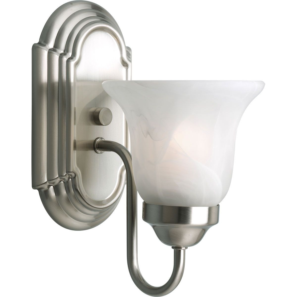 Progress Lighting Bath & Vanity Light - One-Light Brushed Nickel Alabaster Glass Traditional Bath Vanity Light - Model P3051-09