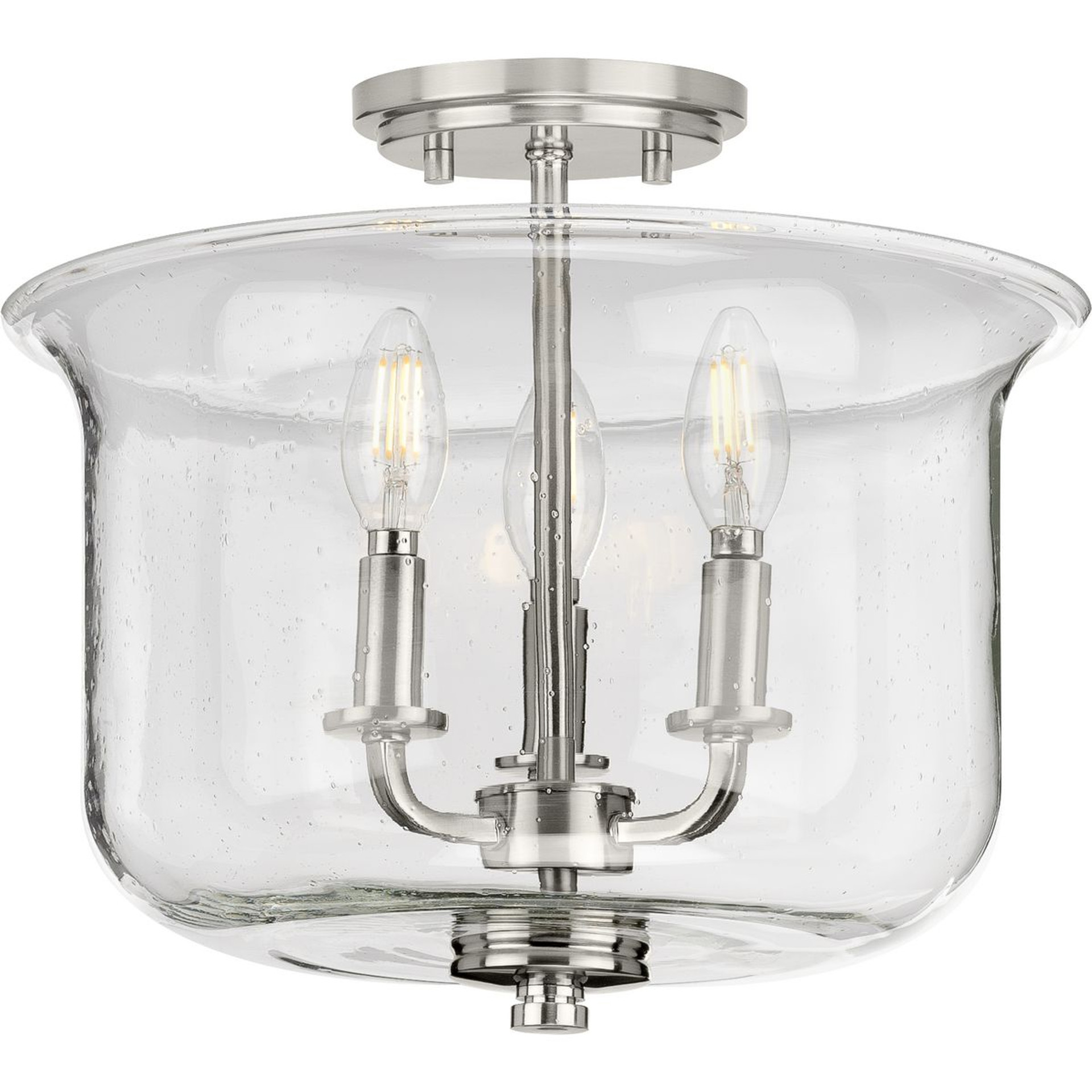 Progress Lighting Close-to-Ceiling Light - Winslett Collection Brushed Nickel Three-Light Semi-Flush Convertible - Model P350153-009