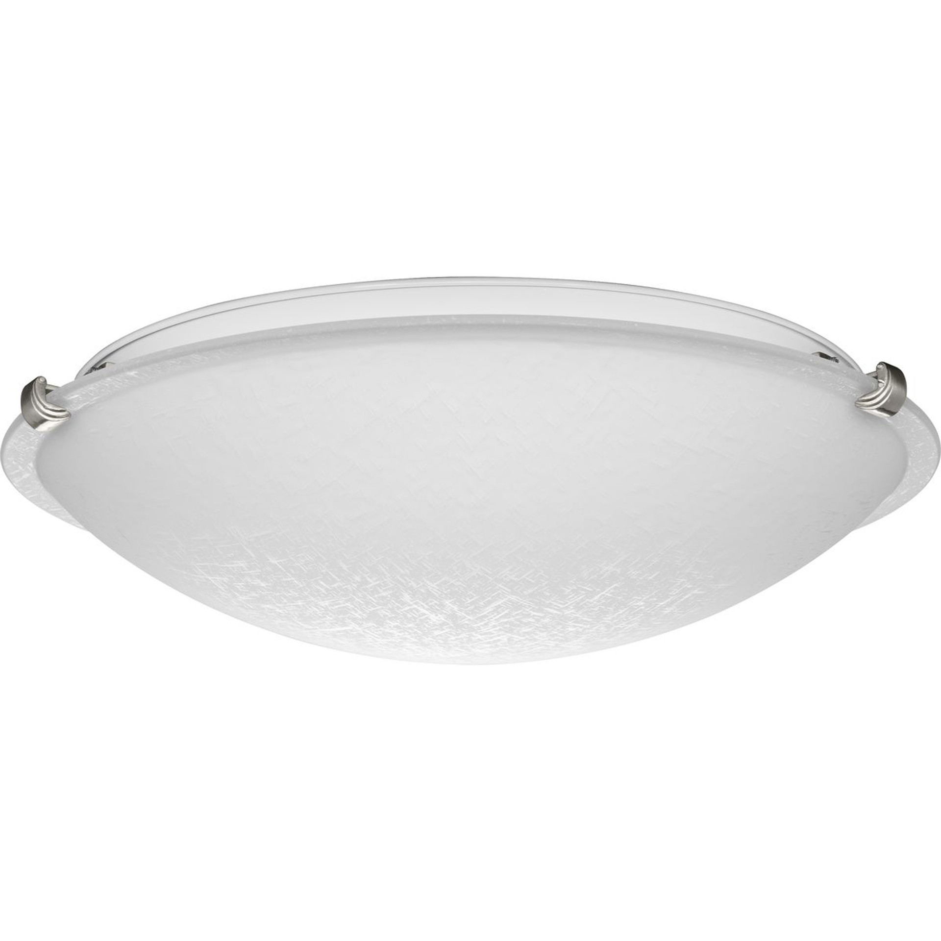 Progress Lighting Close-to-Ceiling Light - Linen Dome 16-1/4" Three-Light Transitional Brushed Nickel Etched Linen Glass Flush-Mount Light - Model P350178-009