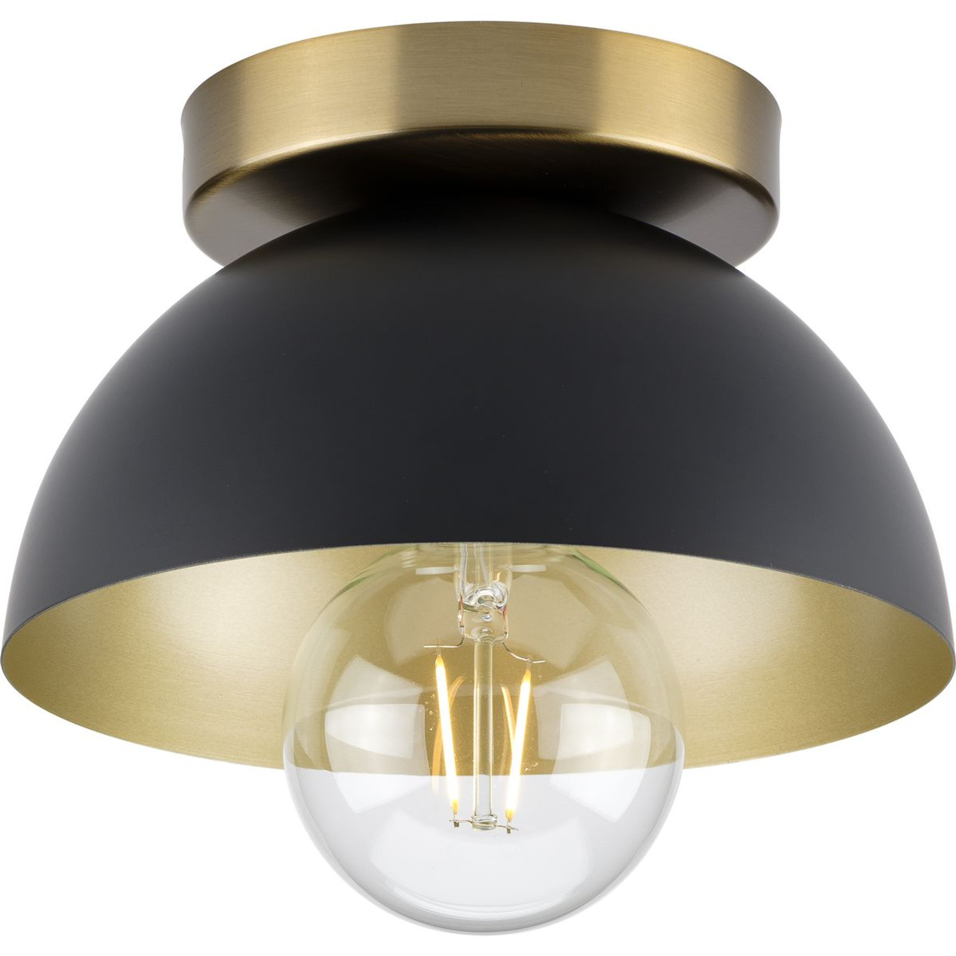 Progress Lighting Close-to-Ceiling Light - Eva Collection One-Light Matte Black Mid-Century Modern Flush Mount Light - Model P350217-31M