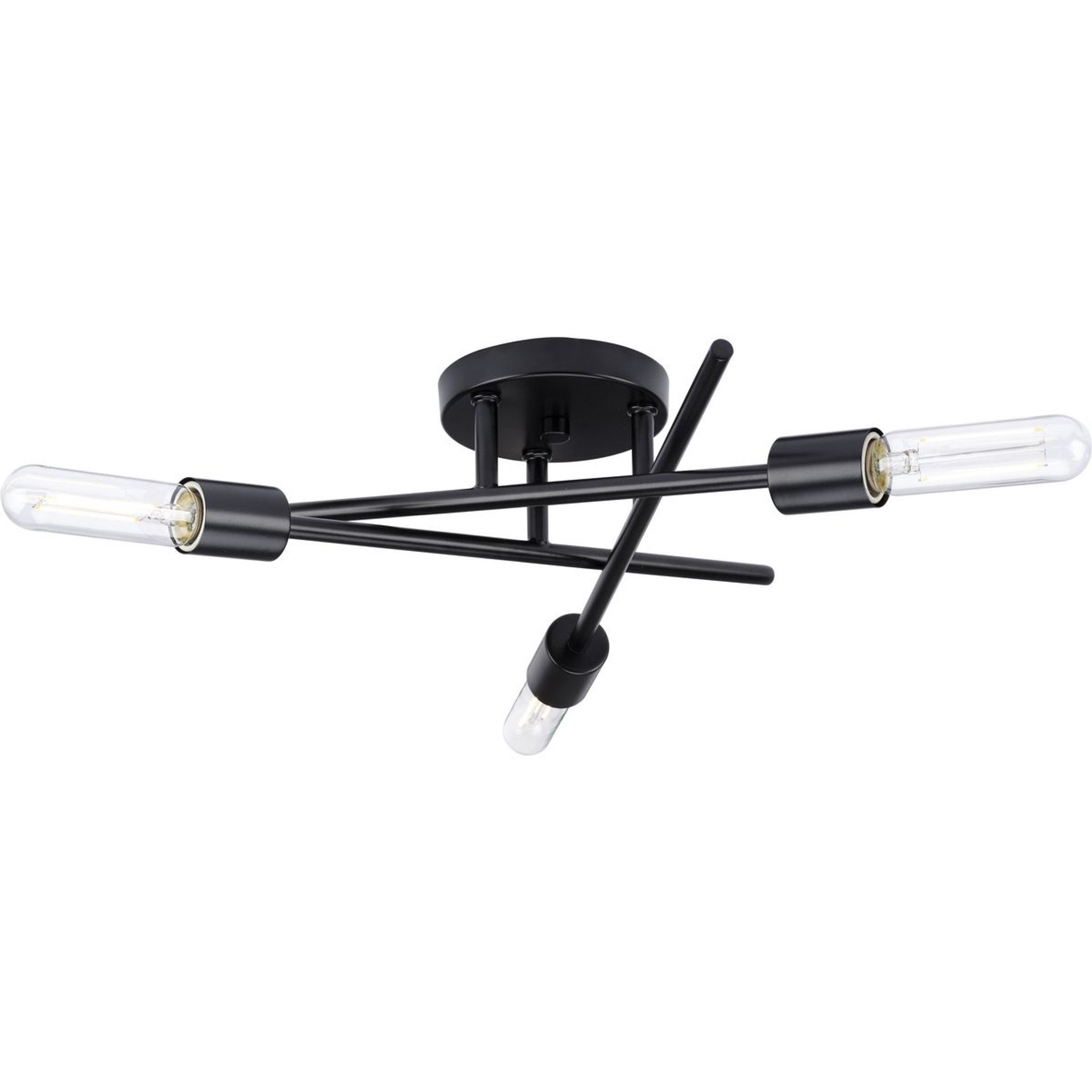 Progress Lighting Close-to-Ceiling Light - Astra Collection Three-Light 18" Matte Black Modern Semi-Flush Mount Light - Model P350225-31M