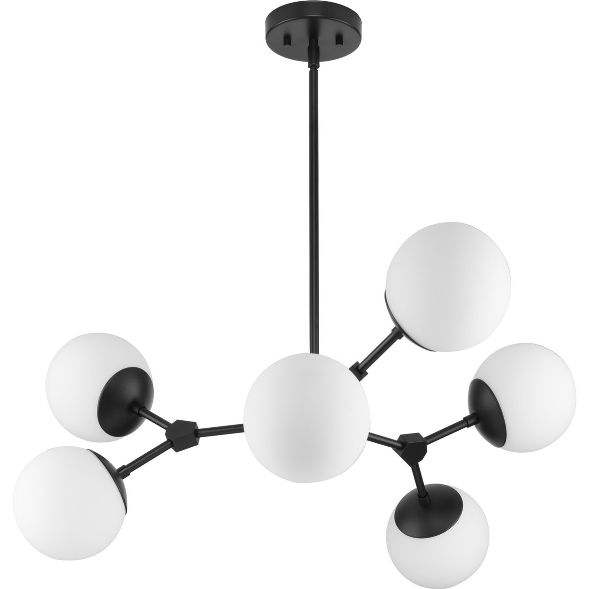 Progress Lighting Chandeliers Light - Haas Collection Six-Light Matte Black Mid-Century Modern Chandelier - Model P400308-31M
