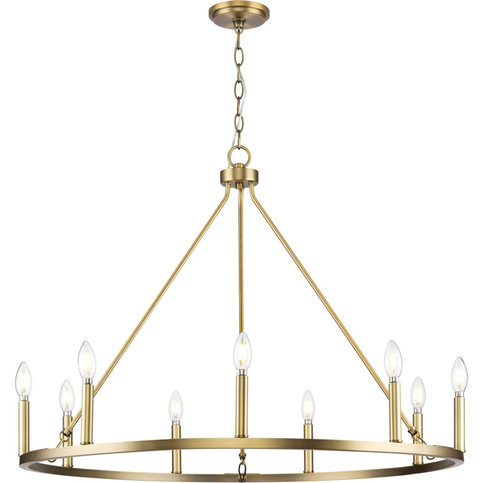 Progress Lighting Chandeliers Light - Gilliam Collection Nine-Light Vintage Brass New Traditional Chandelier - Model P400314-163