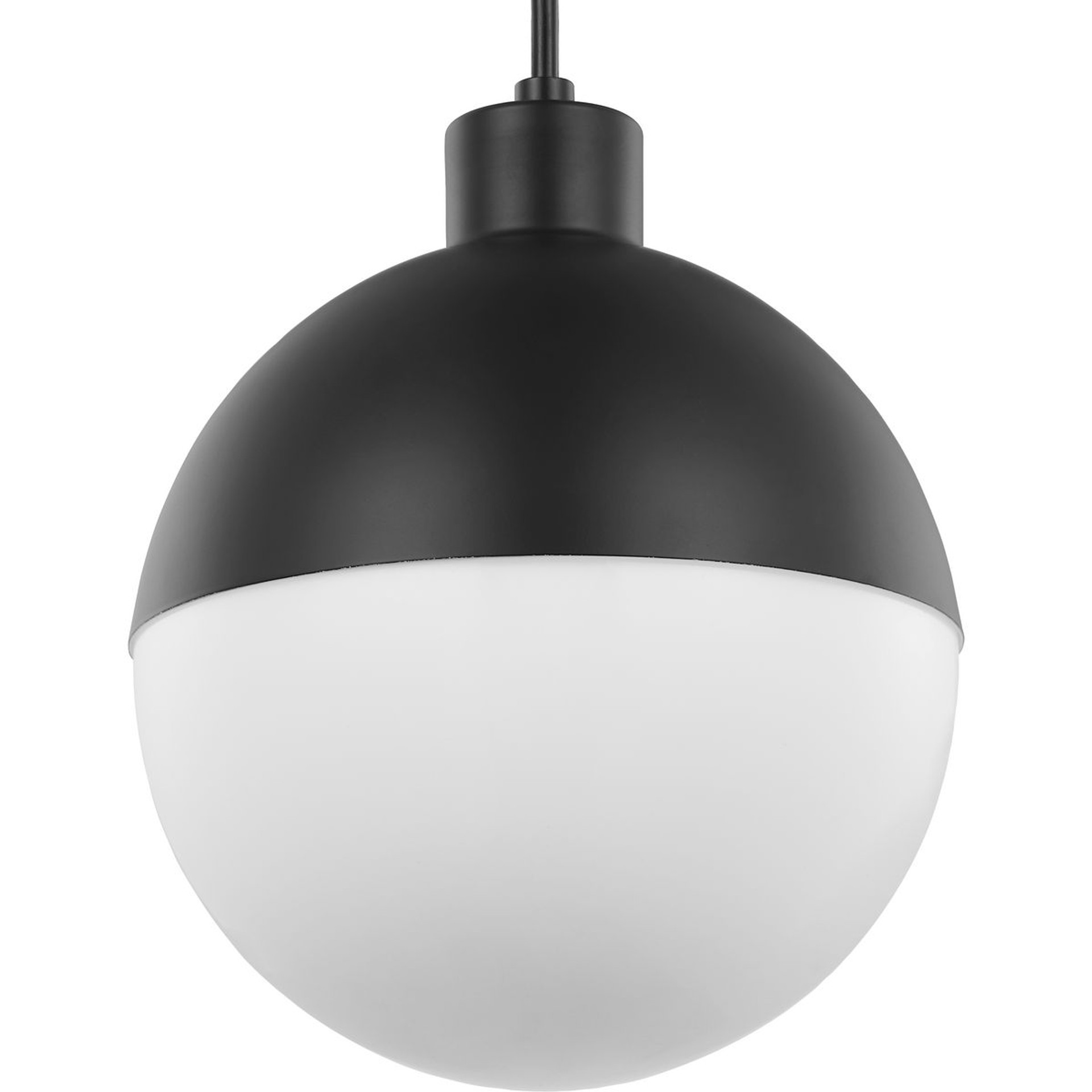 Progress Lighting Pendants Light - Globe LED Collection One-Light Matte Black Opal Glass Mid-Century Modern Pendant Light - Model P500147-031-30
