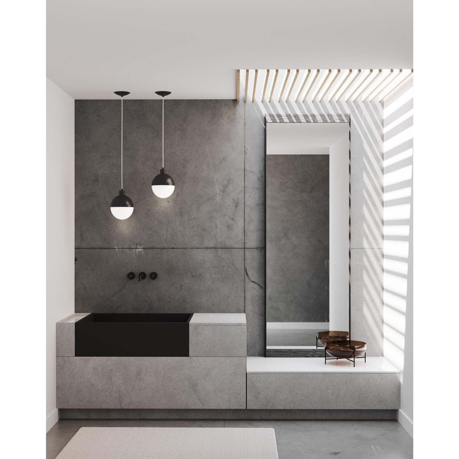 Progress Lighting Globe LED Collection One-Light Matte Black Opal Glass Mid-Century Modern Pendant Light - Damp Location Listed Application Shot Model P500147-031-30