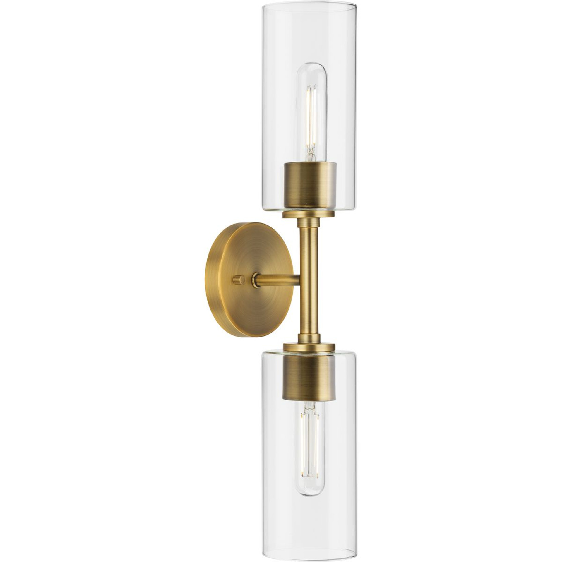 Progress Lighting Wall Bracket Light - Cofield Collection Two-Light Vintage Brass Transitional Wall Bracket - Model P710115-163