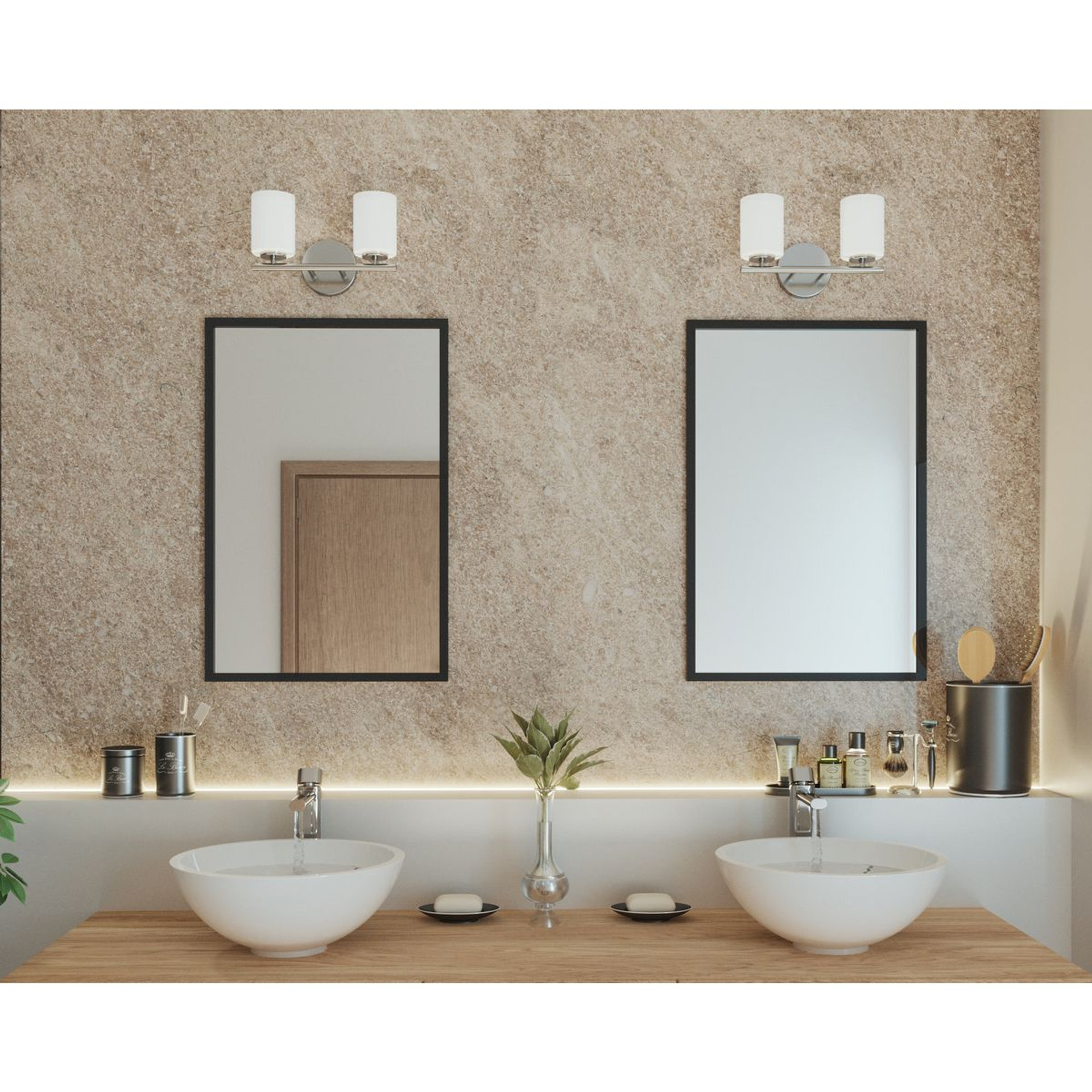 Progress Lighting Replay Collection Two-Light Bath & Vanity - Damp Location Listed Application Shot Model P2158-09