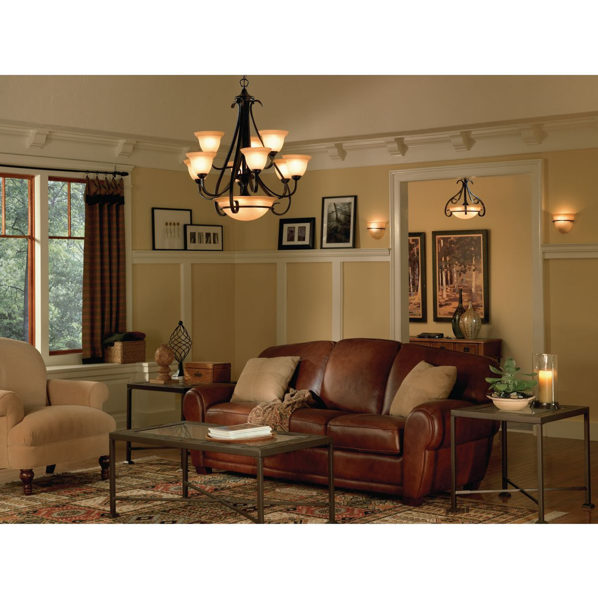 Progress Lighting Torino Collection Three-Light Foyer Pendant - Dry Location Listed Application Shot Model P3843-77