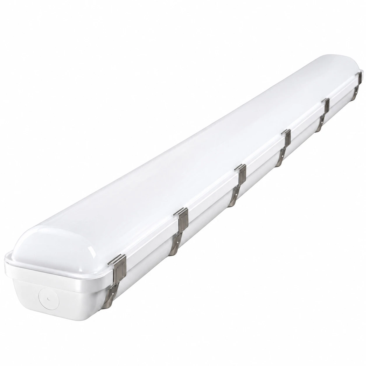 4 ft LED vaportight fixture, 50W 35W 25W selectable, 3500K 4000K 5000K selectable, silver clips