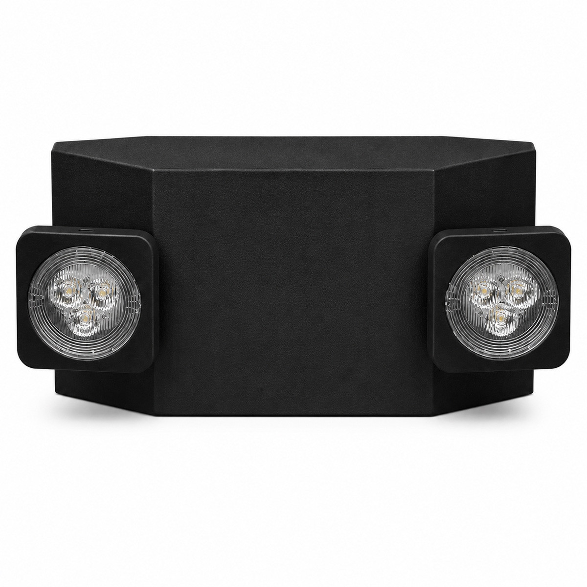 2 Head Emergency Fixture MR16 type, with Battery, Black Housing, 120-277V
