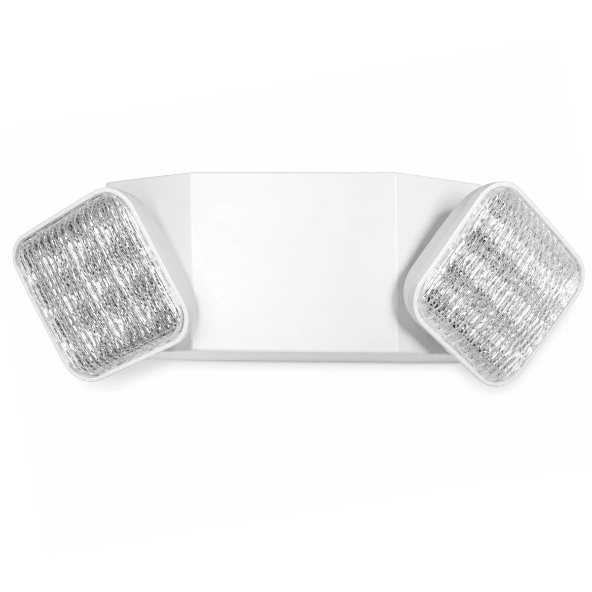 LED emergency light, 90-minute battery backup, dual adjustable heads, white finish