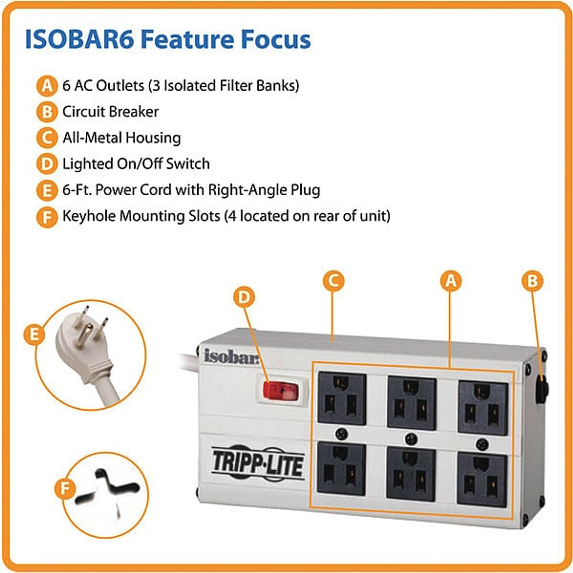 TRIPP LITE Isobar Surge Suppressor - ISOBAR6