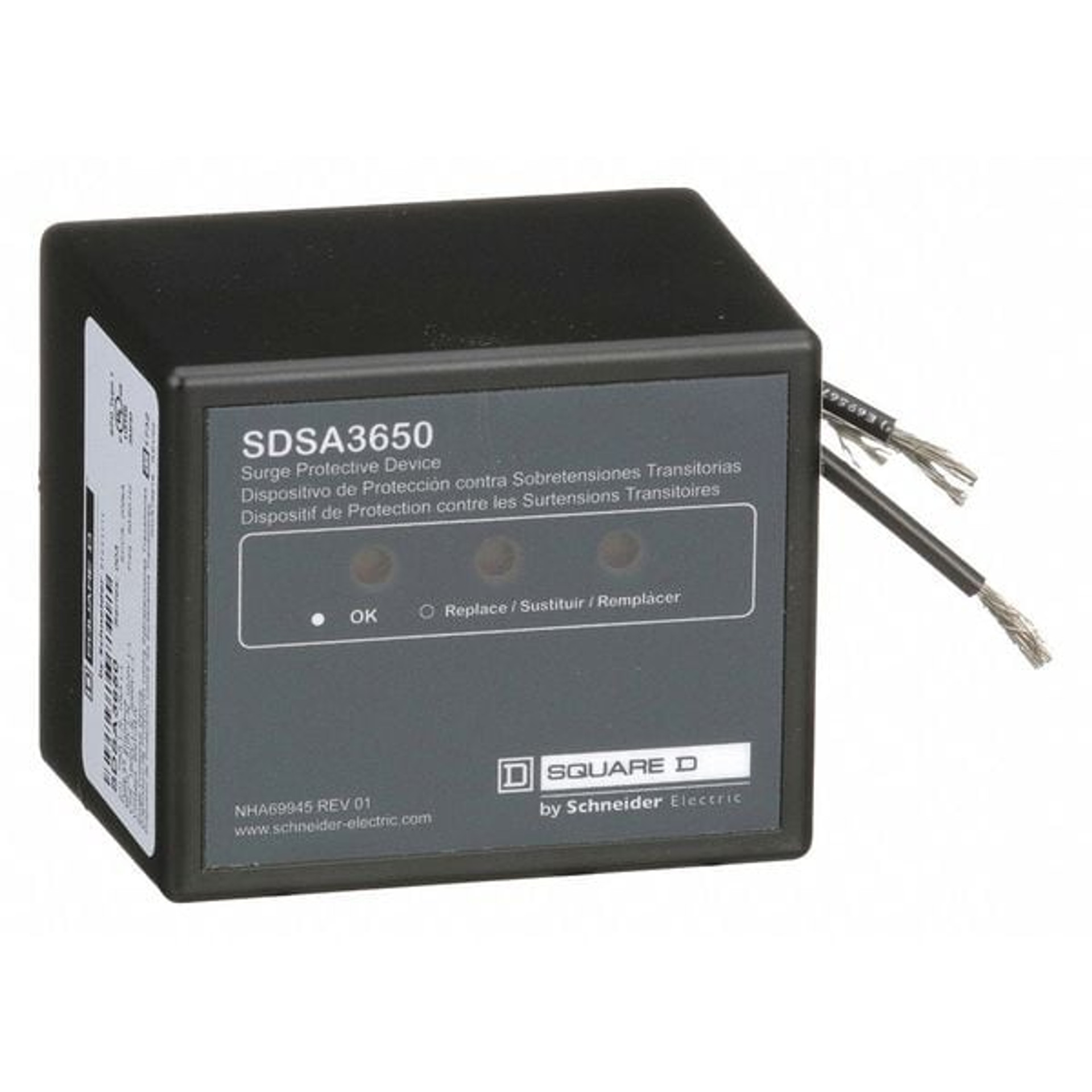 SQUARE D Surge Protection Device, 3 Phase, 347/600V AC Wye, 3 Poles, 4 Wires - SDSA3650