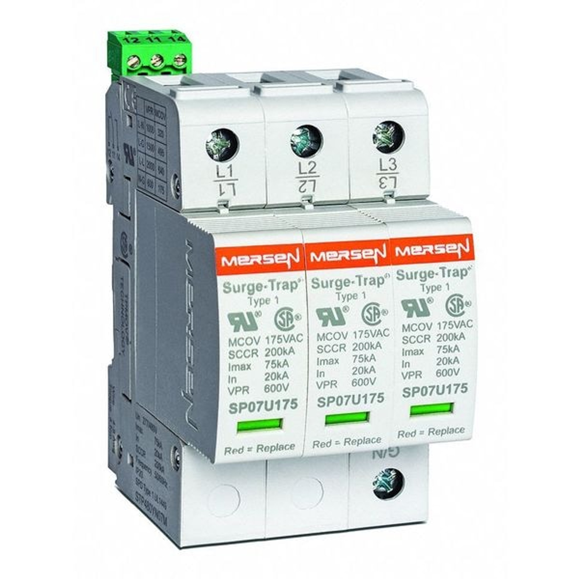 MERSEN Surge Protection Device, 3 Phase, 347/600V AC Wye, 3 Poles, 4 Wires - STP600Y07