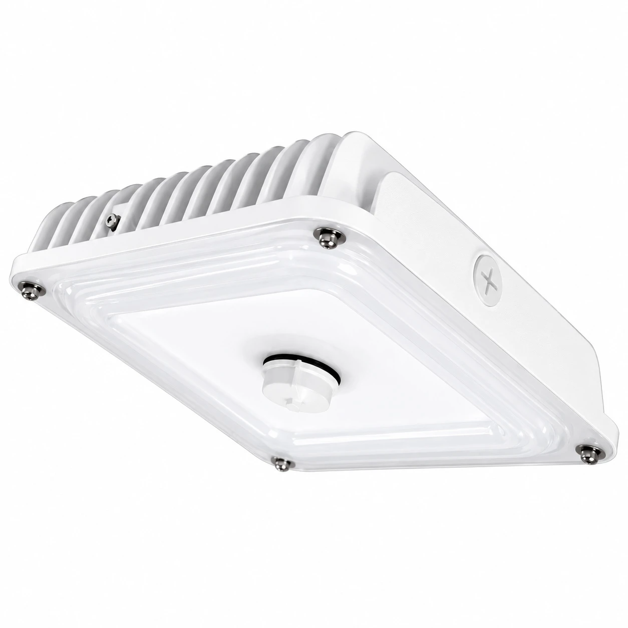 White LED square garage canopy light, 60W/40W/25W selectable, 4000K, ceiling mount