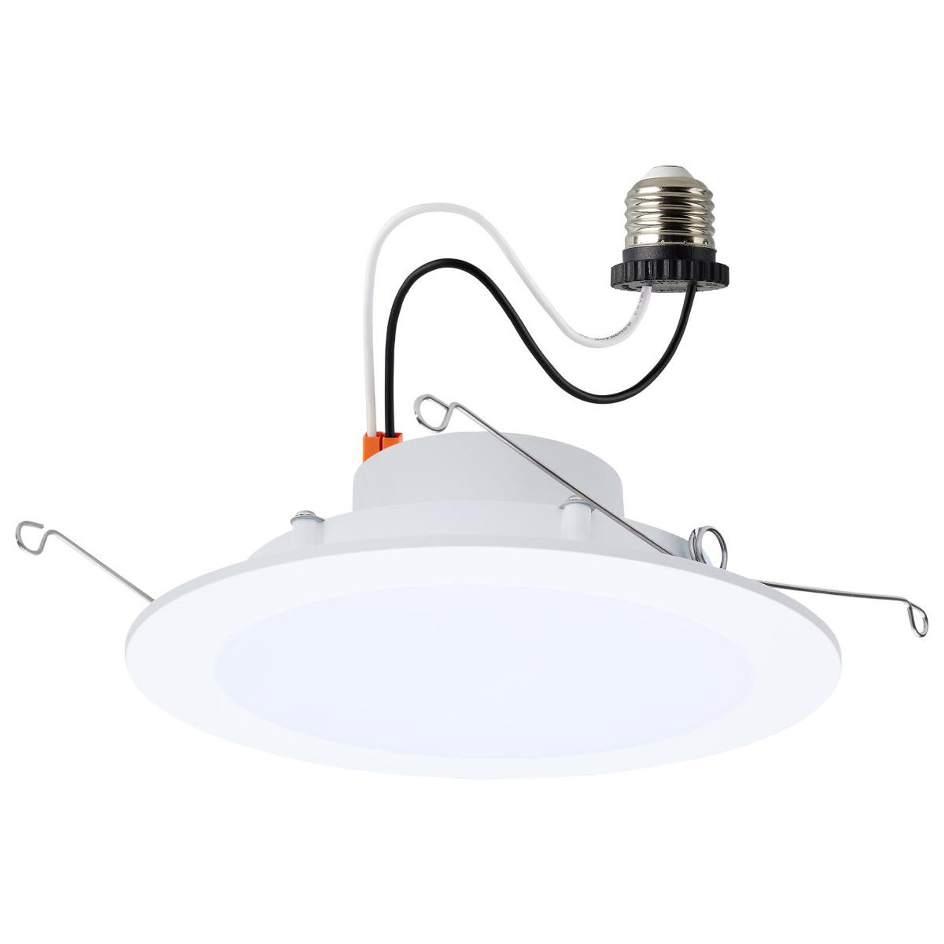 4-inch and 6-inch LED wafer downlights, low profile design with E26 adapter, color selectable, for retrofit or new construction, studio image