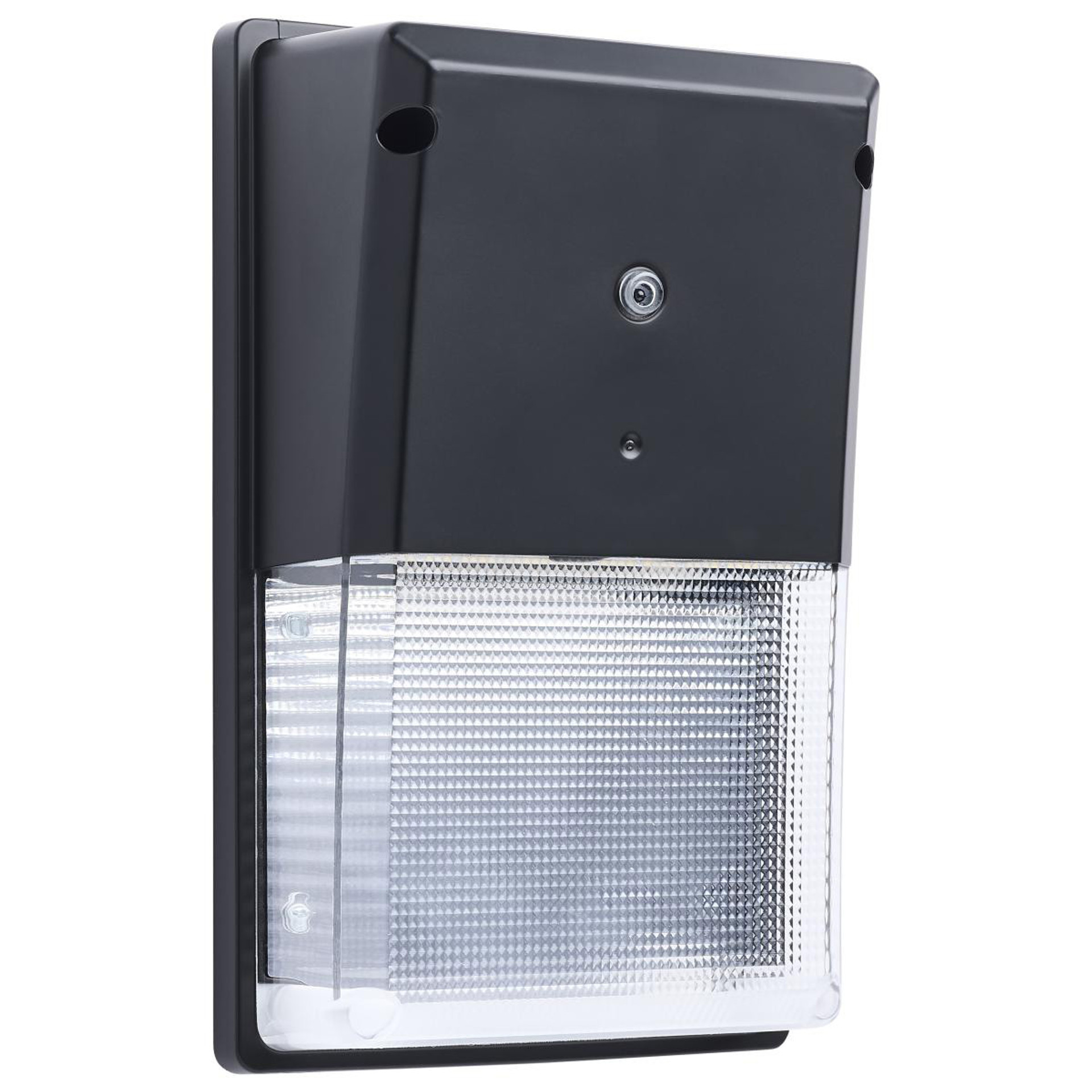 20W LED Turtle Friendly Wall Pack, 120-277V, Black Finish, photocell included, clear lens, studio image