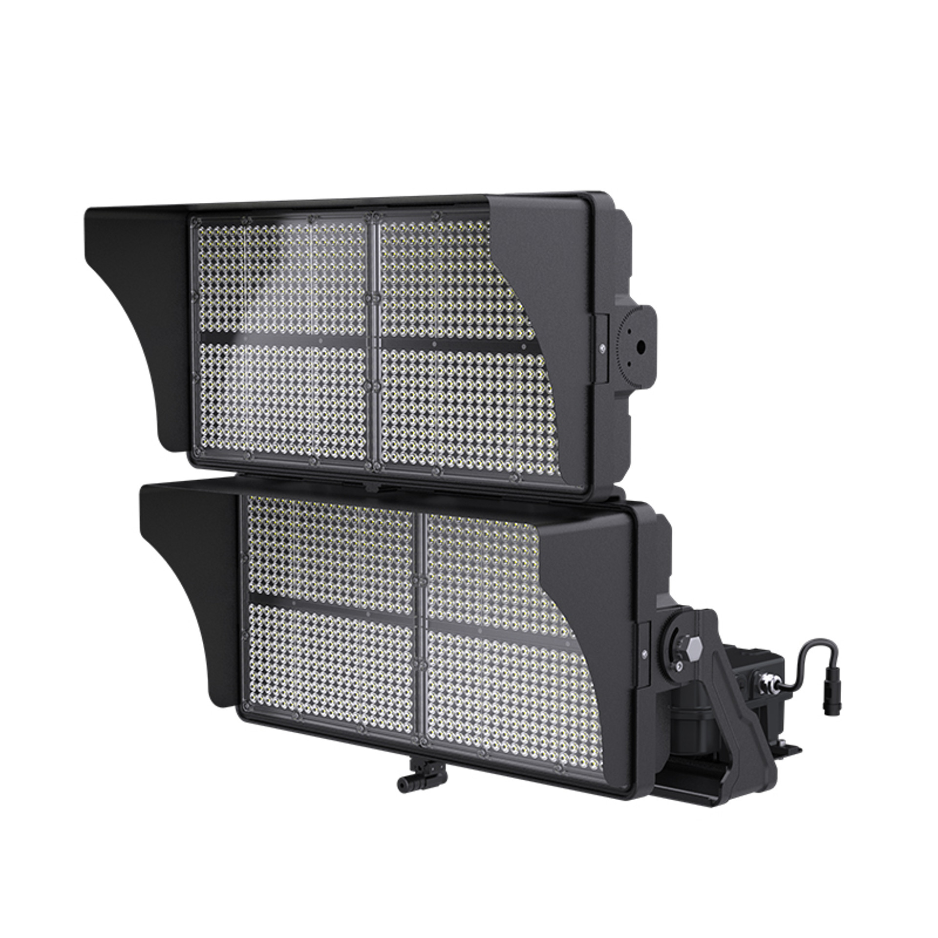 1200W LED stadium light, 200-480V, 180000 lumens, color selectable 4000K 5000K 5700K, yoke mount, black finish, studio image