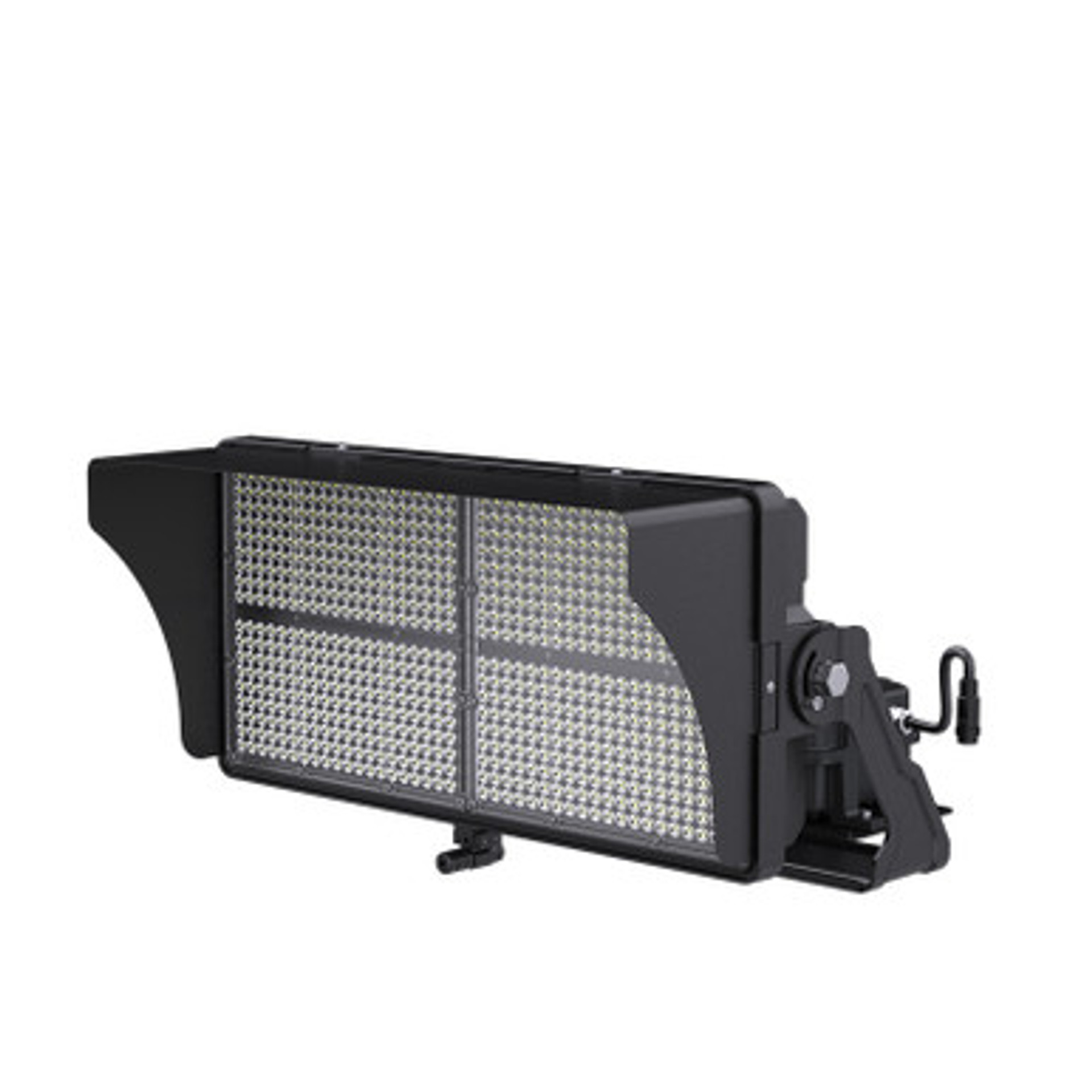 LED stadium flood light, black housing, high lumen output, studio image