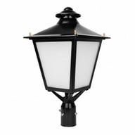 Decorative LED post top light, black finish, color selectable 3000K 4000K 5000K, fits up to 3 inch pole, studio image