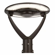 LED swivel post top light, watt and color selectable, integrated LED commercial pole light, dark bronze finish