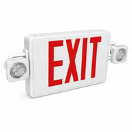Superior Lighting CEMRW - Reduced Profile Combo LED Exit Sign And Emergency Light - White Housing Color, with Red Lettering - With 90 Minute Battery Back-Up