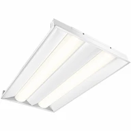 Double Basket Troffer 2X4 With Motion Sensor - Recessed Drop Ceiling Mount - Multi Wattage 30W/40W/50W  Max Lumens 6250 - Color Selectable 35/40/50K  - 120-277V - Dimmable 0-110V - White