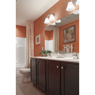 Progress Lighting Bravo Collection Two-Light Brushed Nickel Etched Glass Modern Bath Vanity Light - Damp Location Listed Application Shot Model P2005-09