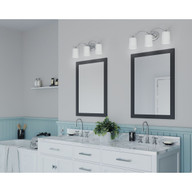 Progress Lighting Inspire Collection Three-Light Polished Chrome Etched Glass Traditional Bath Vanity Light - Damp Location Listed Application Shot Model P2020-15