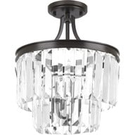 Progress Lighting Close-to-Ceiling Light - Glimmer Collection Three-Light 15-1/2" Semi-Flush Convertible - Model P2325-20