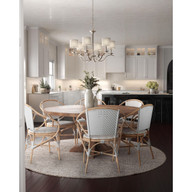 Progress Lighting Inspire Collection Six-Light Brushed Nickel White Linen Shade Traditional Chandelier Light - Dry Location Listed Application Shot Model P4739-09