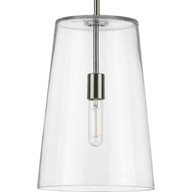 Progress Lighting Pendants Light - Clarion Collection One-Light Brushed Nickel Clear Glass Transitional Pendant - Model P500242-009
