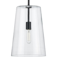 Progress Lighting Pendants Light - Clarion Collection One-Light Black Clear Glass Transitional Pendant - Model P500242-031