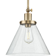 Progress Lighting Pendants Light - Hinton Collection One-Light Vintage Brass and Seeded Glass Vintage Style Hanging Pendant Light - Model P500324-163