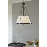 Progress Lighting Saffert Collection Three-Light New Traditional Matte Black White Linen Glass Pendant Light - Dry Location Listed Application Shot Model P500357-31M