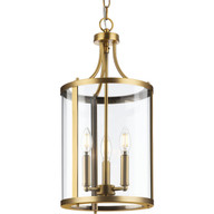 Progress Lighting Hall & Foyer Light - Gilliam Collection Three-Light Vintage Brass New Traditional Hall & Foyer - Model P500390-163