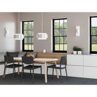 Progress Lighting Silva Collection Three-Light Brushed Nickel White Linen Shade Pendant - Dry Location Listed Application Shot Model P500399-009