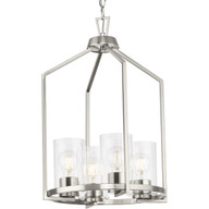 Progress Lighting Hall & Foyer Light - Goodwin Collection Four-Light Brushed Nickel Modern Farmhouse Hall & Foyer Light - Model P500411-009