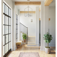 Progress Lighting Goodwin Collection Four-Light Brushed Nickel Modern Farmhouse Hall & Foyer Light - Dry Location Listed Application Shot Model P500411-009