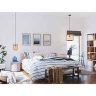 Progress Lighting Chandra Collection One-Light Matte Black Global Pendant with Woven Shade - Dry Location Listed Application Shot Model P500420-31M