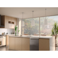 Progress Lighting Clarion Collection One-Light Brushed Nickel Etched White Transitional Pendant - Dry Location Listed Application Shot Model P500430-009