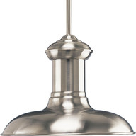Progress Lighting Pendants Light - Brookside Collection One-Light Brushed Nickel Spun Metal Shade Coastal Pendant Light - Model P5024-09