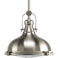 Progress Lighting Pendants Light - Fresnel Lens LED Collection Brushed Nickel Clear Fresnel Glass Coastal Pendant Light - Model P5188-0930K9