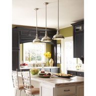 Progress Lighting Fresnel Lens LED Collection Brushed Nickel Clear Fresnel Glass Coastal Pendant Light - Damp Location Listed Application Shot Model P5188-0930K9