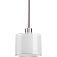 Progress Lighting Pendants Light - Invite Collection One-Light Brushed Nickel White Mylar Shade New Traditional Mini-Pendant Light - Model P5110-09