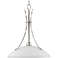 Progress Lighting Pendants Light - Wisten Collection One-Light Brushed Nickel Etched Glass Modern Pendant Light - Model P5112-09