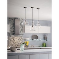 Progress Lighting Staunton Collection One-Light Brushed Nickel Clear Glass Global Pendant Light - Dry Location Listed Application Shot Model P5333-09
